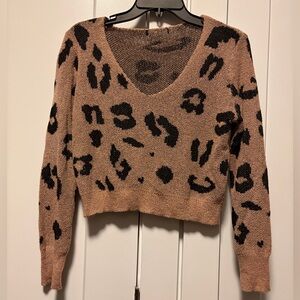 Cheetah Print V-neck Sweater
